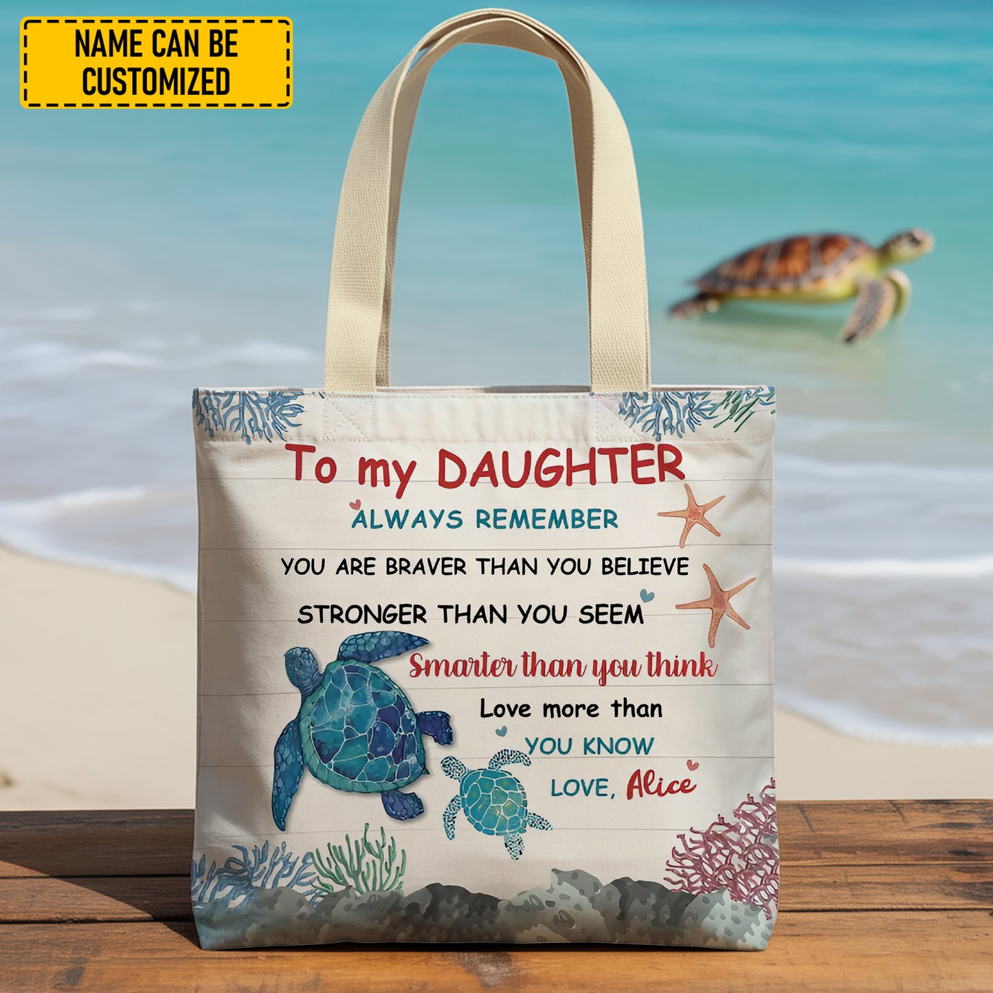 Personalized Sea Turtle Tote Bag – To My Daughter Gift, Custom Name