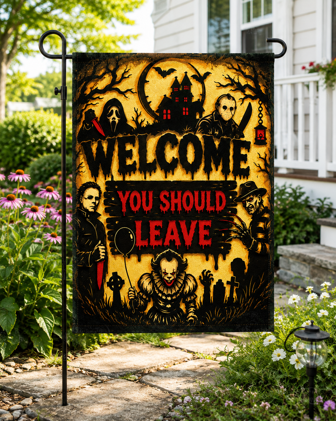 Welcome You Should Leave - Halloween Garden Flag, House Flag