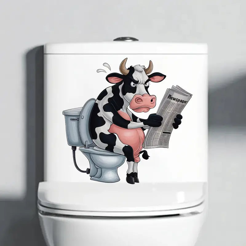 Whimsy Cow Reading Newspaper Sticker