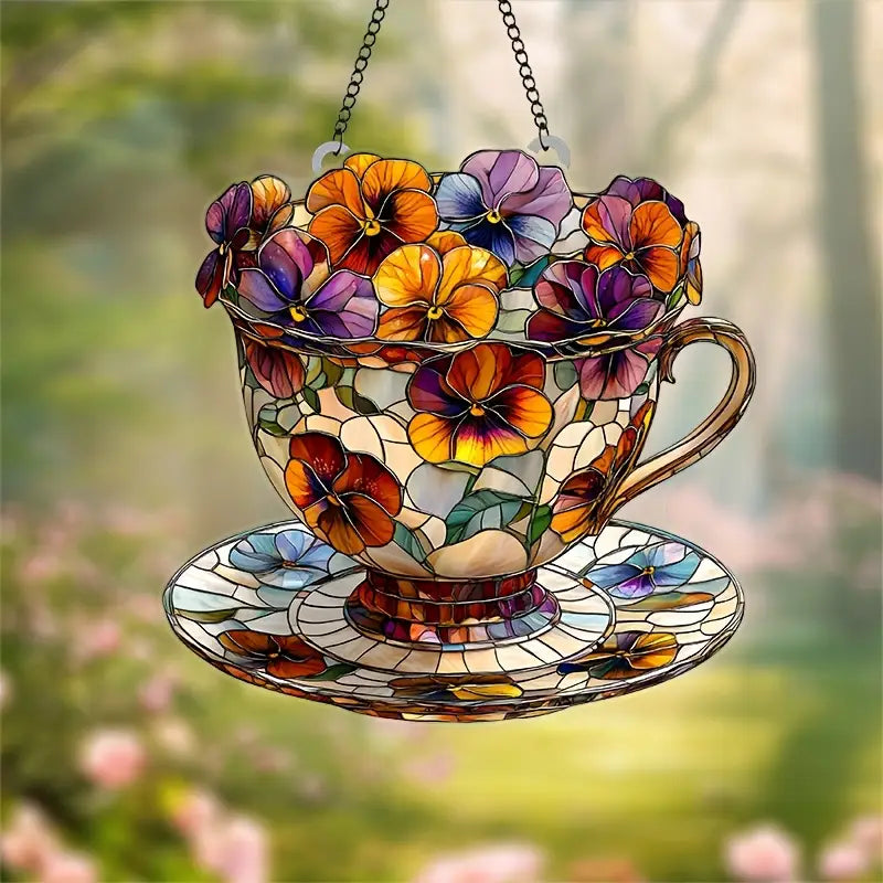 Pansy Flower Acrylic Window Hangings
