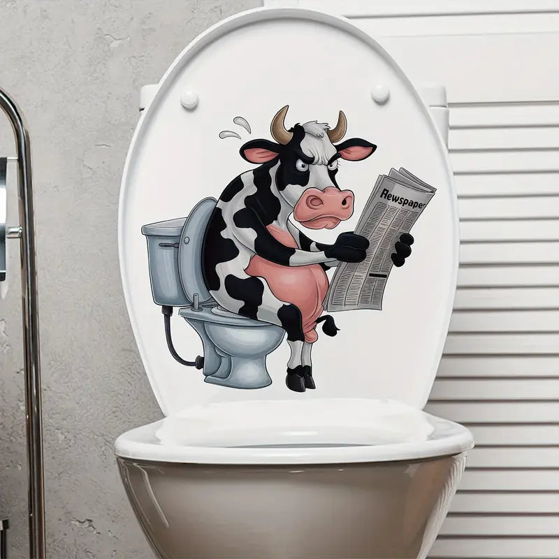 Whimsy Cow Reading Newspaper Sticker