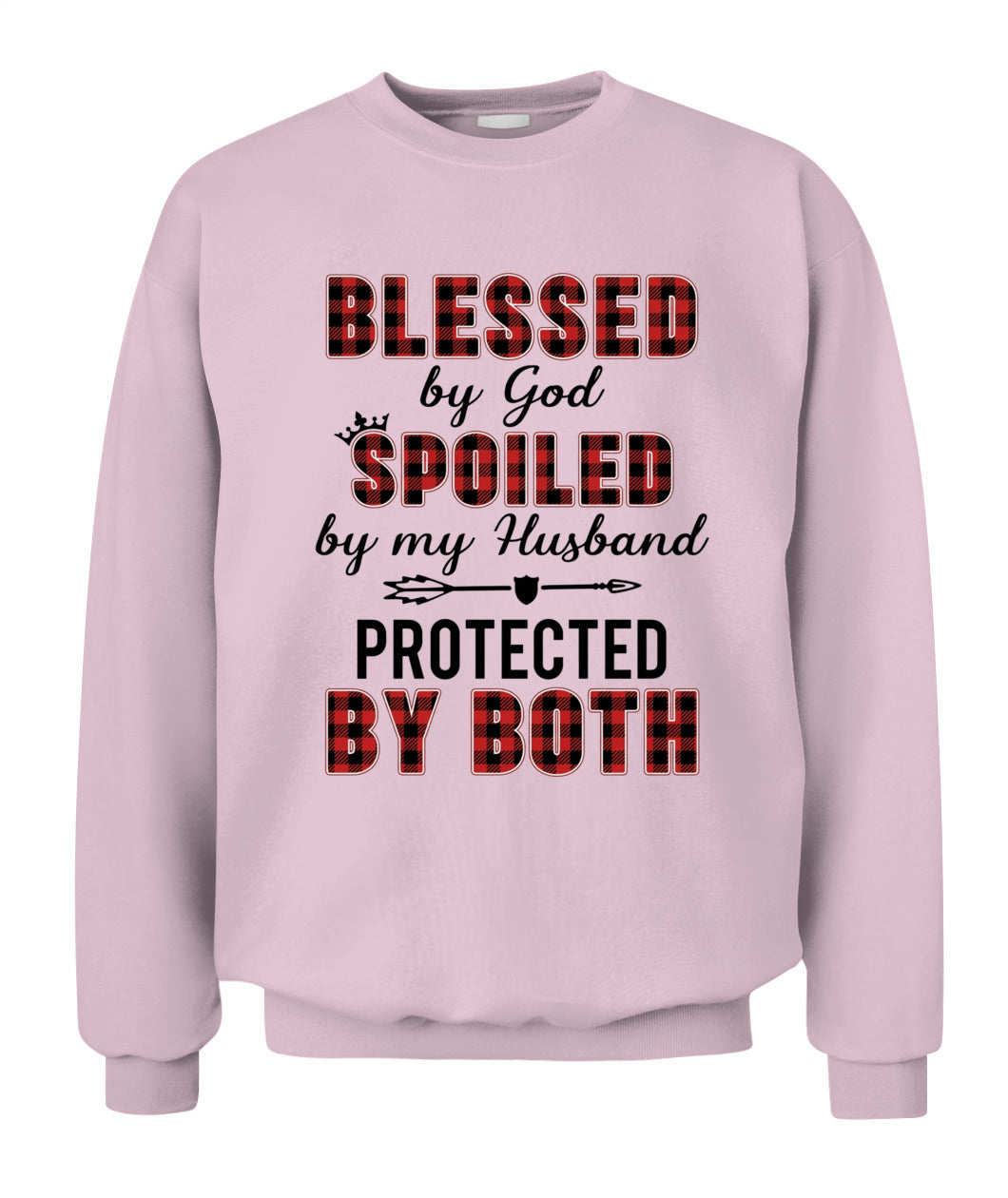 Blessed by God Spoiled by My Husband Protected by Both Shirt – Buffalo Plaid Wife Shirt
