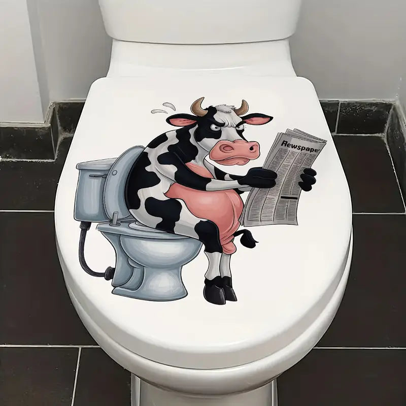 Whimsy Cow Reading Newspaper Sticker