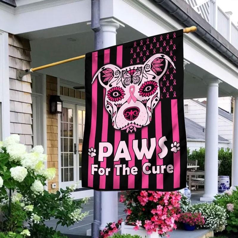 Paws For The Cure - Breast Cancer Awareness House Flag