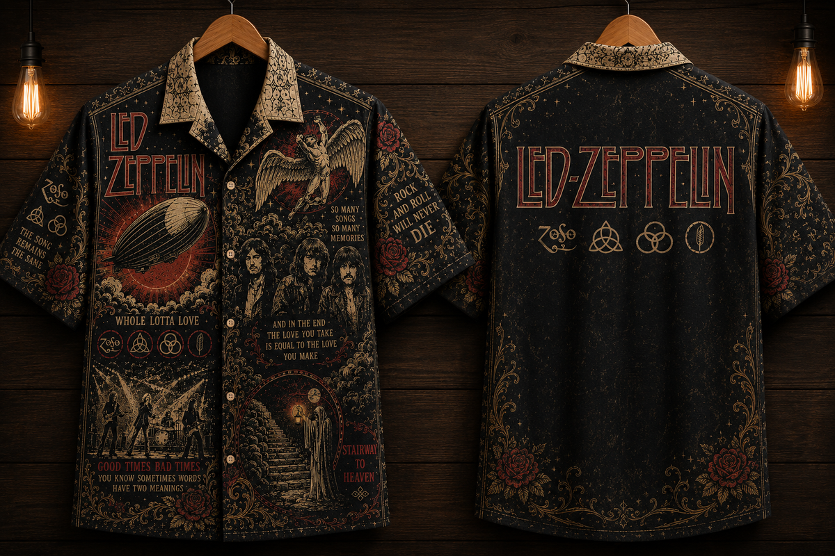 Led Zeppelin Hawaiian Shirt - Vintage Music Fan Gift 2