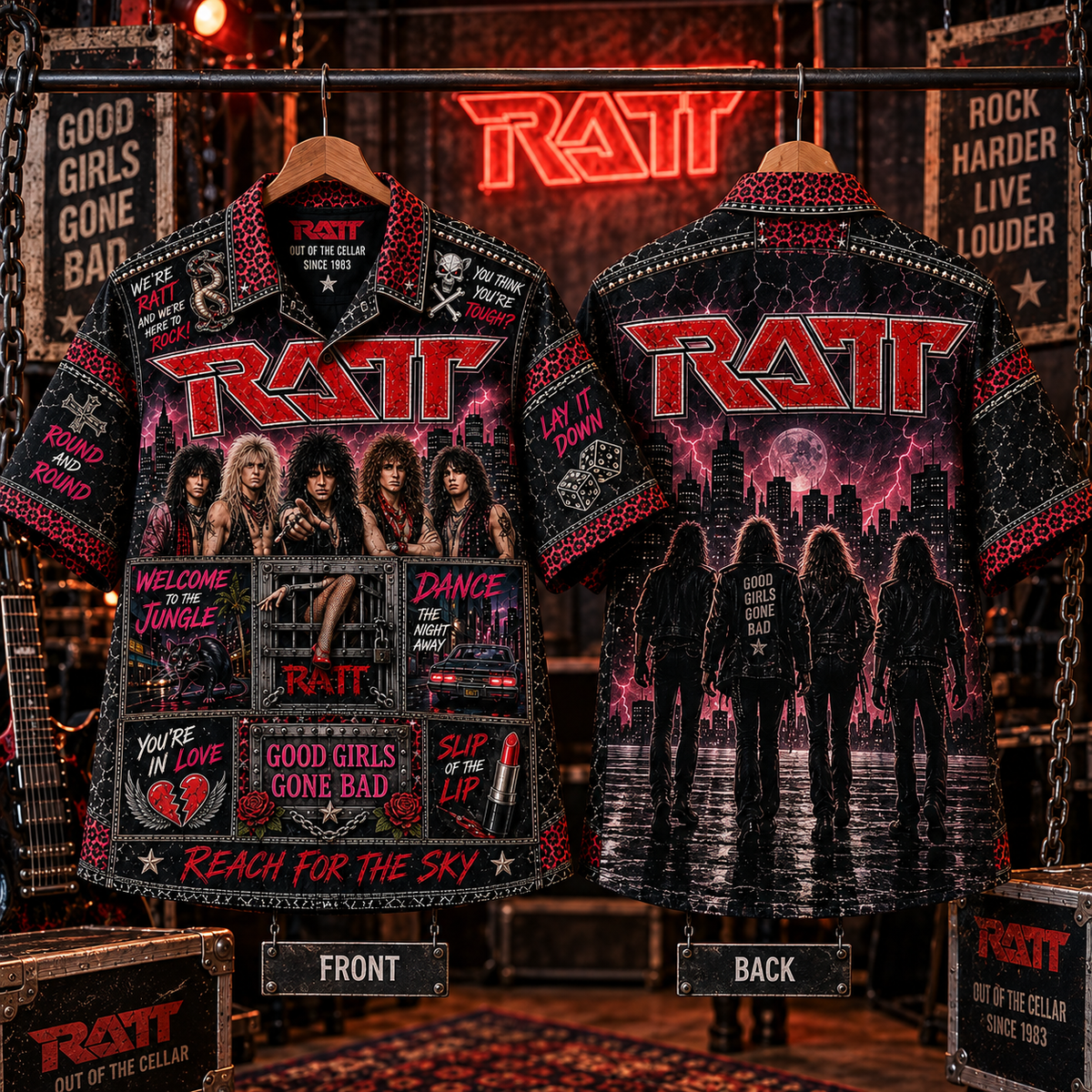 Ratt Hawaiian Shirt – Out of the Cellar Round and Round 80s Glam Metal Rock Music Inspired Gift for Ratt Fans