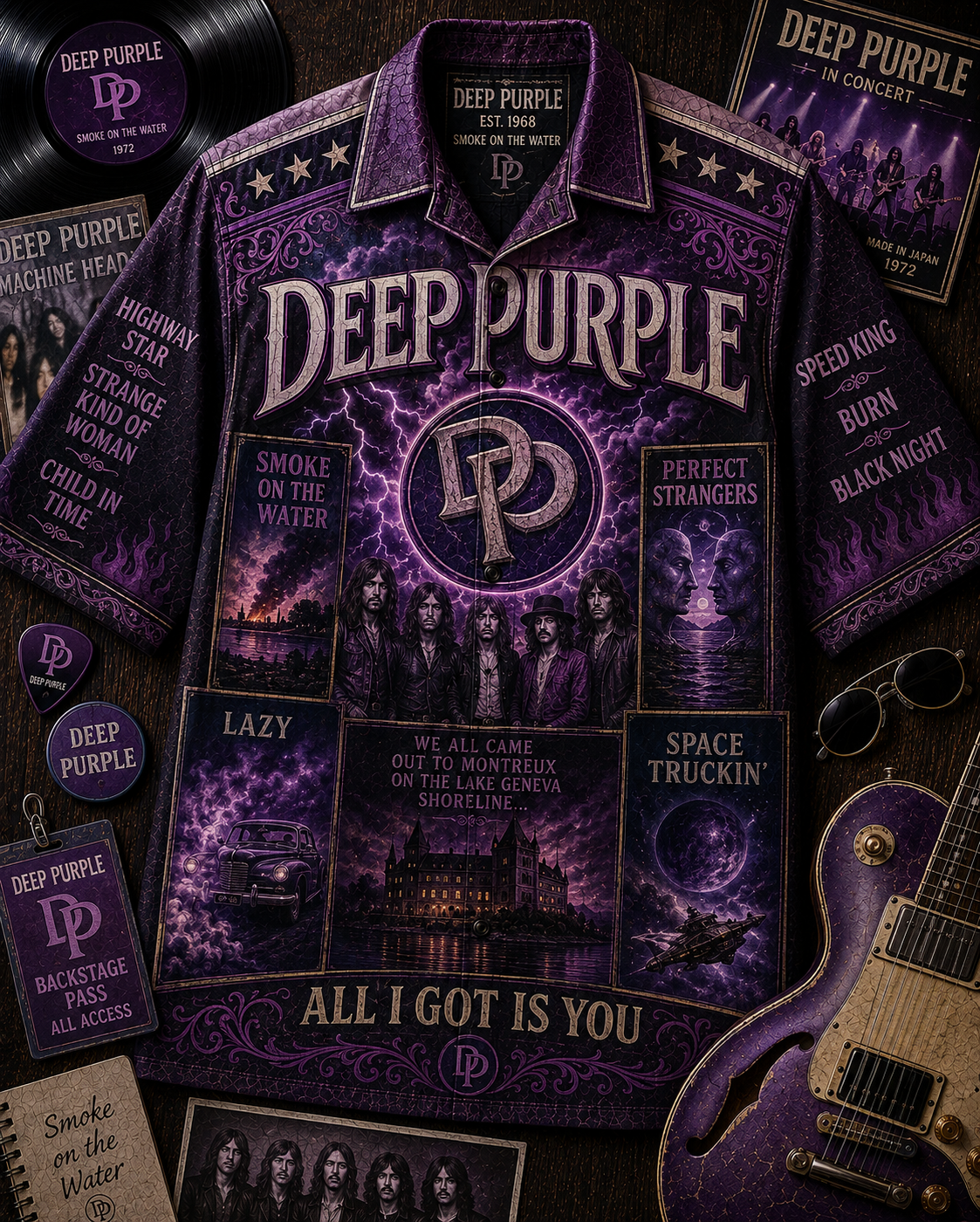Deep Purple Hawaiian Shirt - Vintage Music Fan Gift