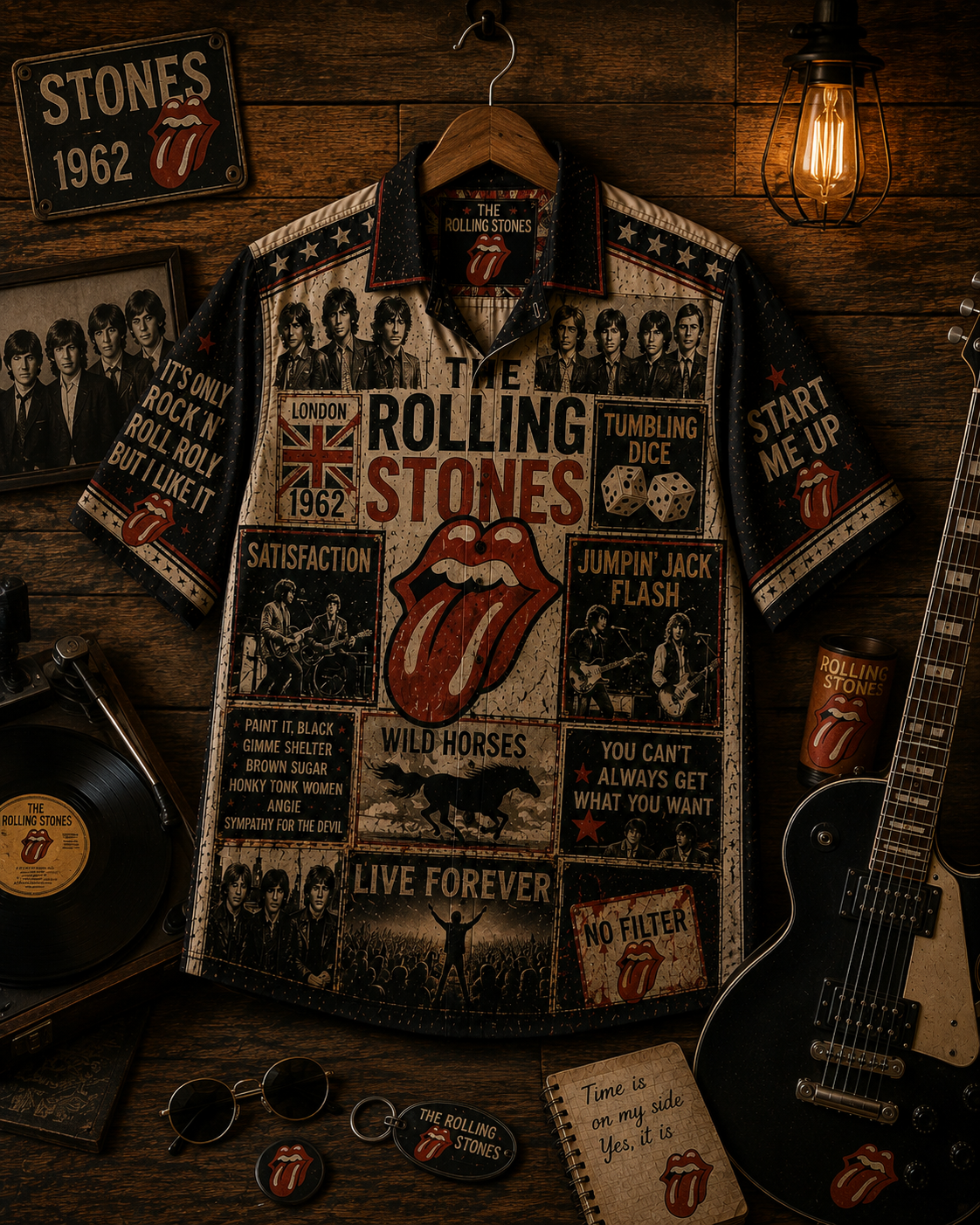 The Rolling Stones Hawaiian Shirt - Vintage Music Fan Gift