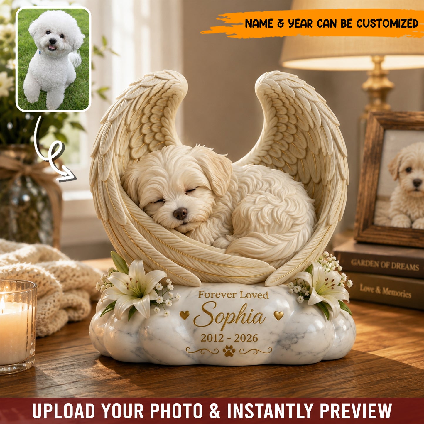 Personalized Sleeping Pet Angel Acrylic Plaque – Forever Loved Pet Loss Gift