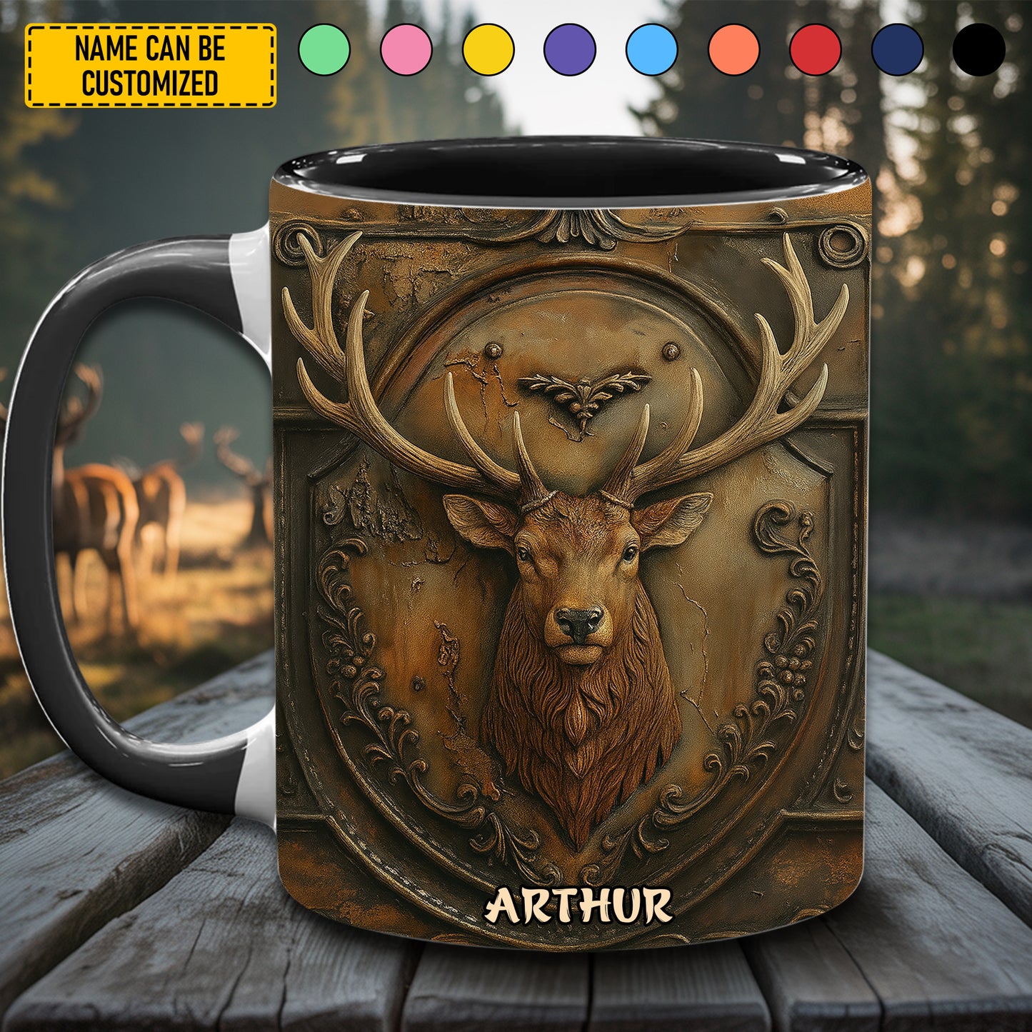 Deer hunting accent mug - Personalized Accent Mug