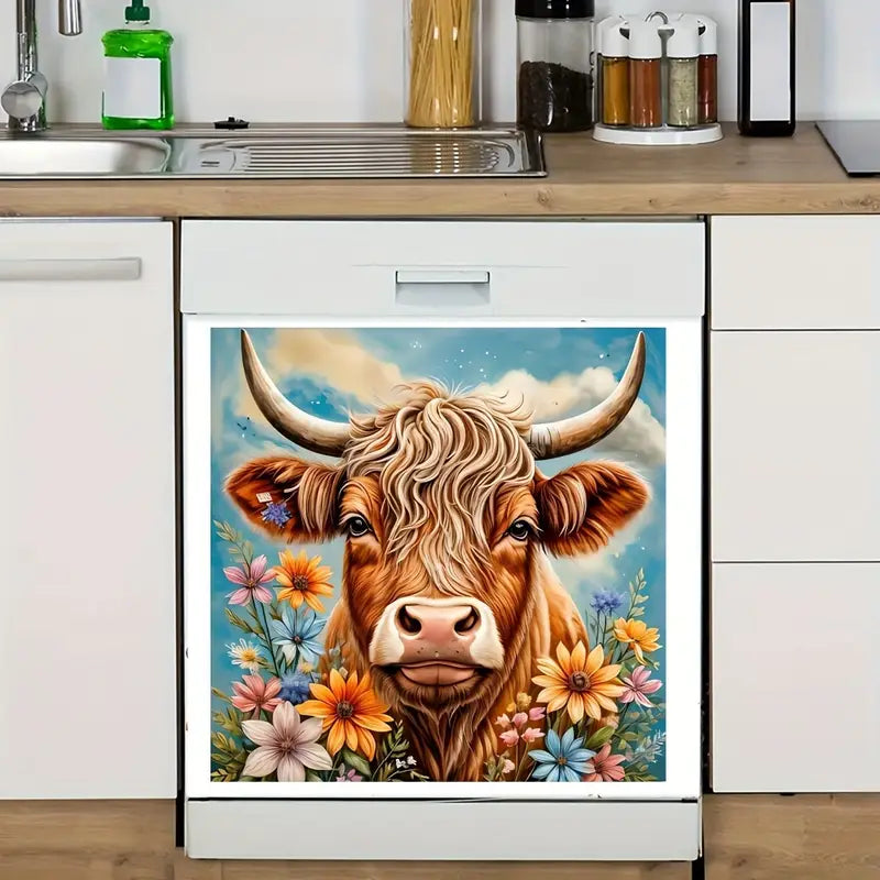 Contemporary Highland Cow Sticker