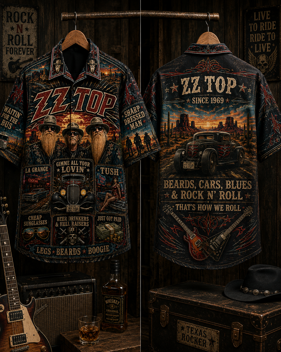 ZZ Top Hawaiian Shirt - Vintage Music Fan Gift