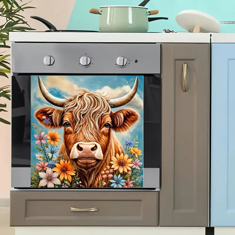 Contemporary Highland Cow Sticker