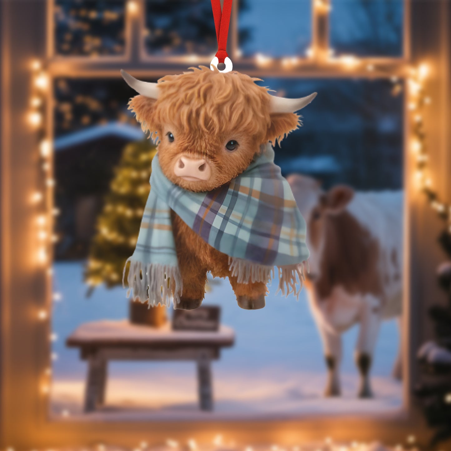 Moo-ry Christmas Cow Ornament