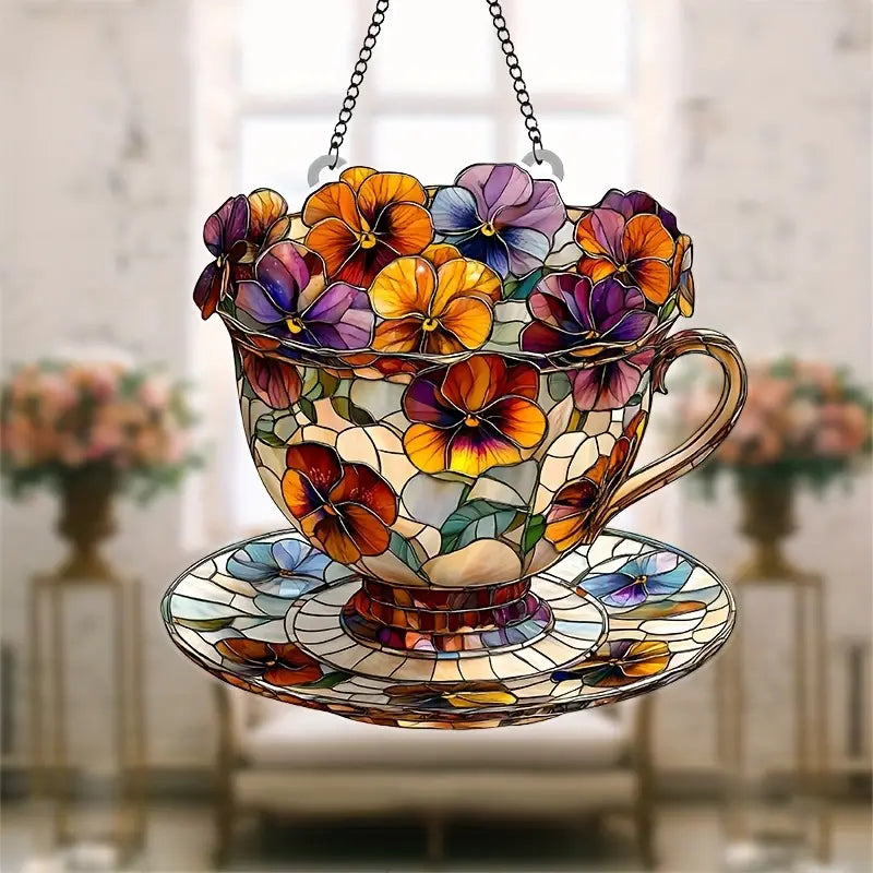 Pansy Flower Acrylic Window Hangings