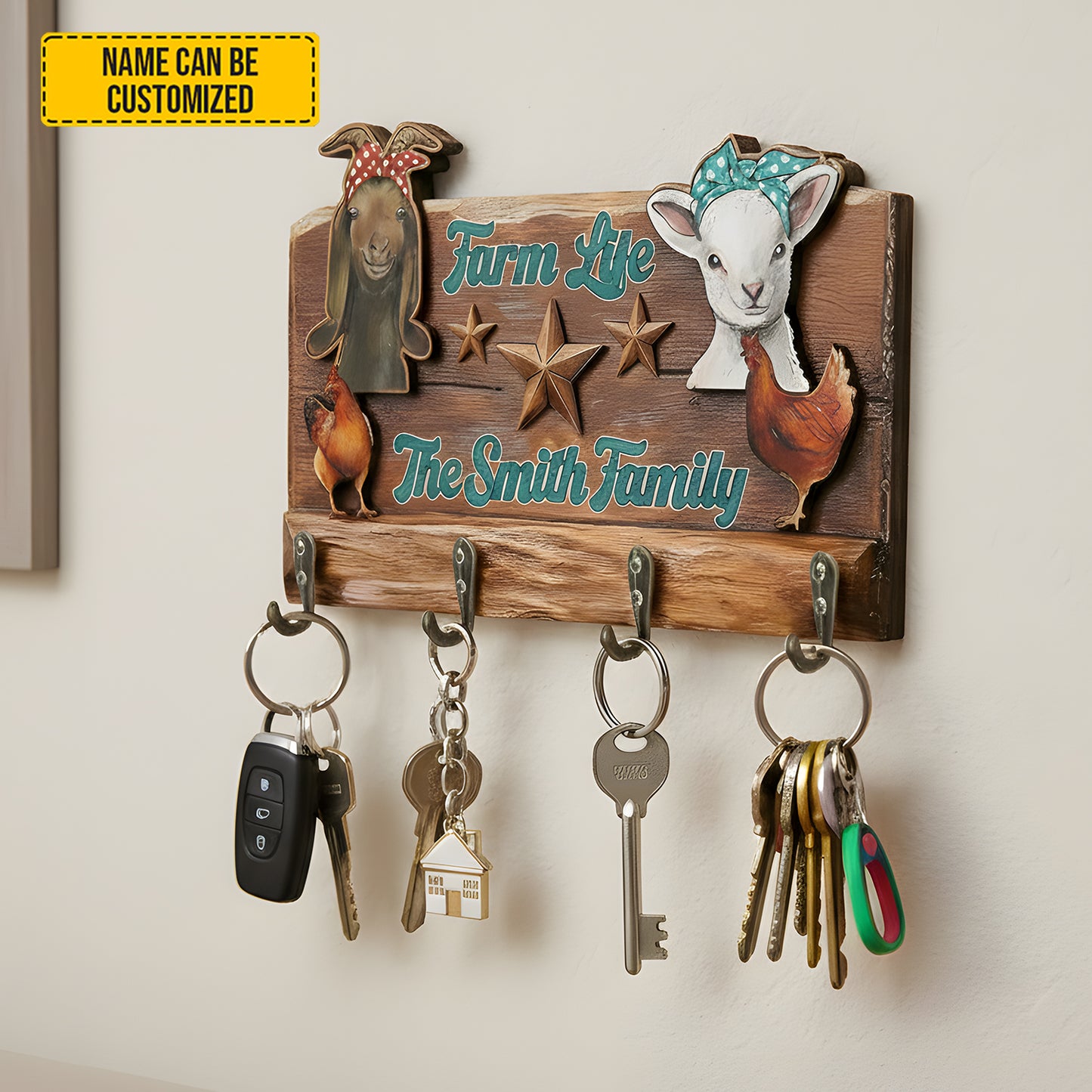 Personalized Farm Life Key Rack