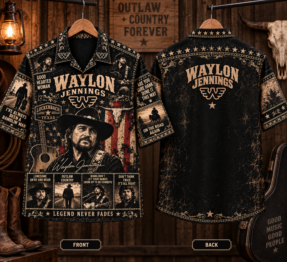 Waylon Jennings Hawaiian Shirt - Vintage Country Music Fan Gift
