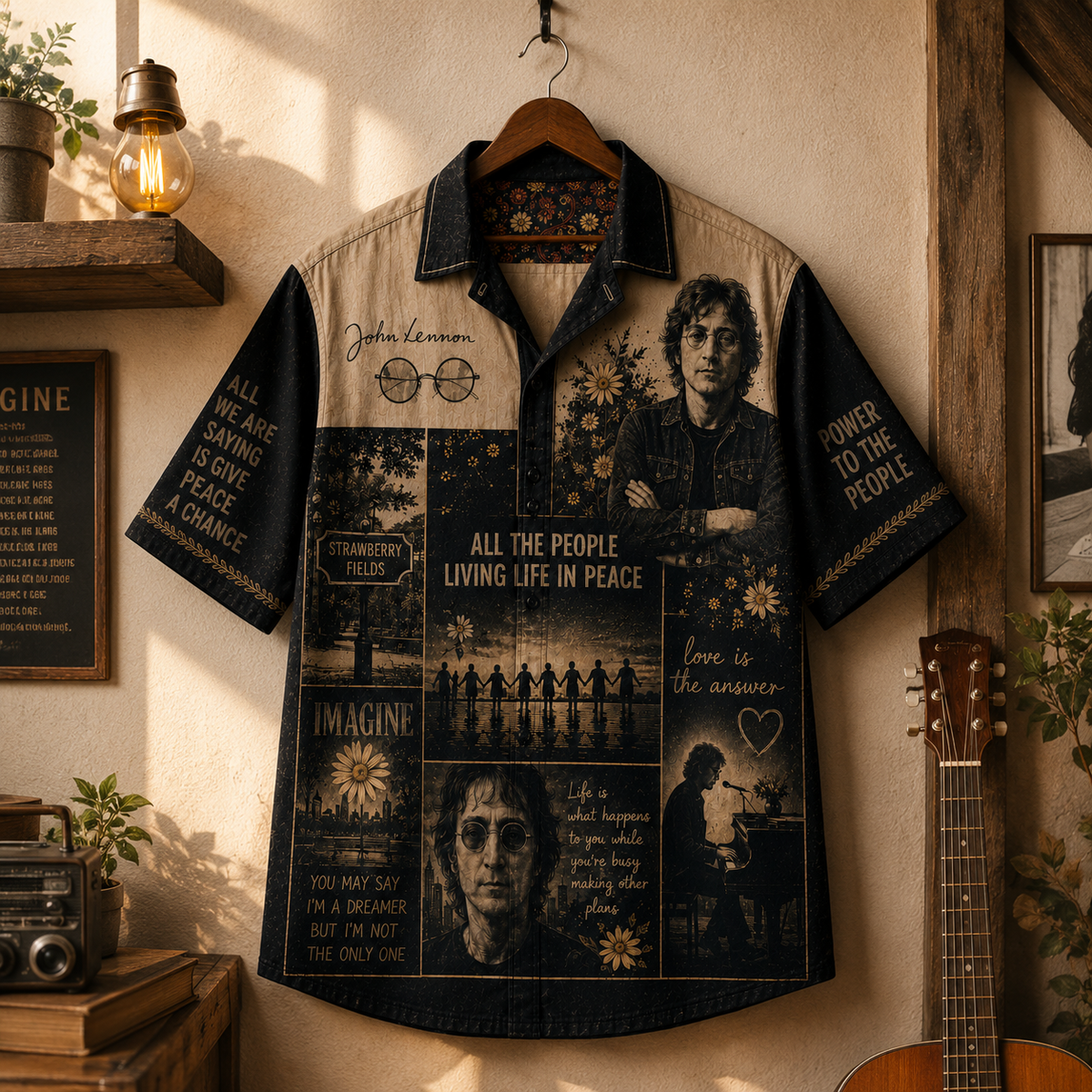 John Lennon Peace Hawaiian Shirt - Vintage Music Fan Gift