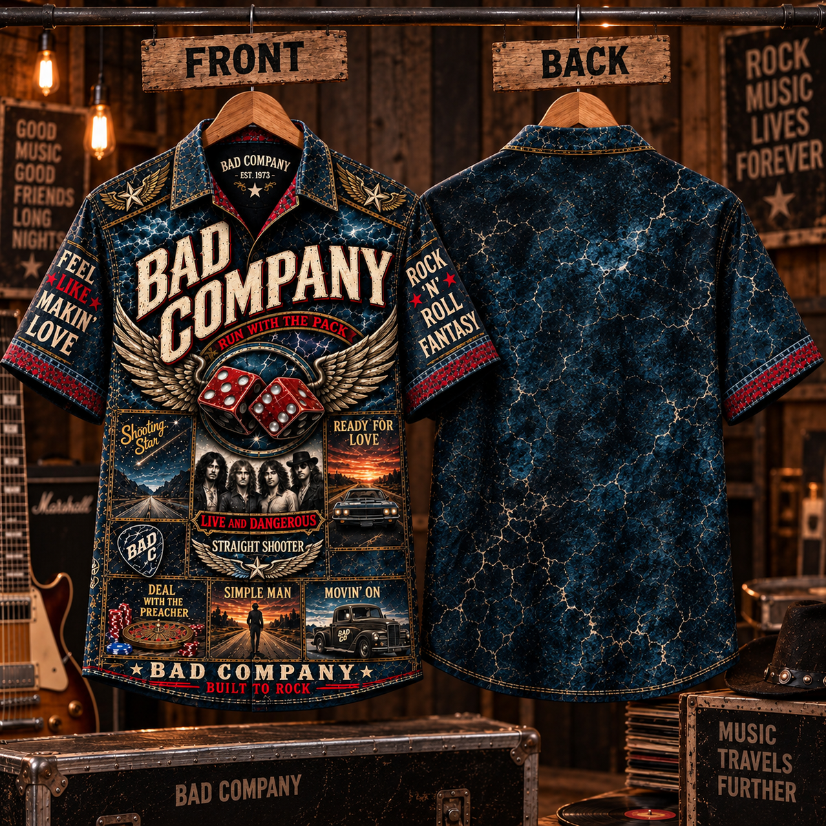Bad Company Hawaiian Shirt – Classic Rock Music Fan Gift, Straight Shooter Vintage Rock Shirt