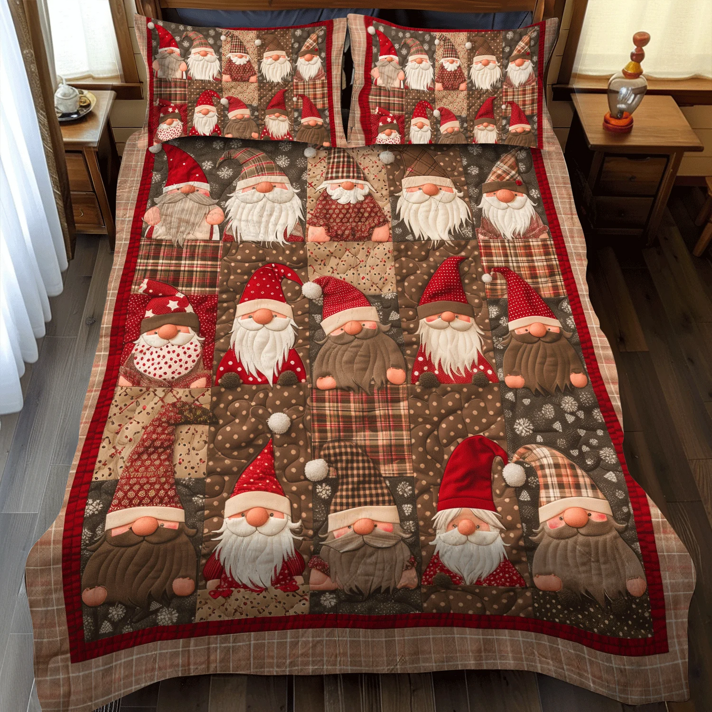 Christmas Gnome Quilted Bedding Set
