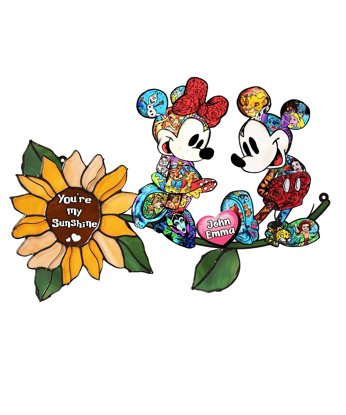 You Are My Sunshine, Cute Mouse Couple Acrylic Window, Couple Window Hanging