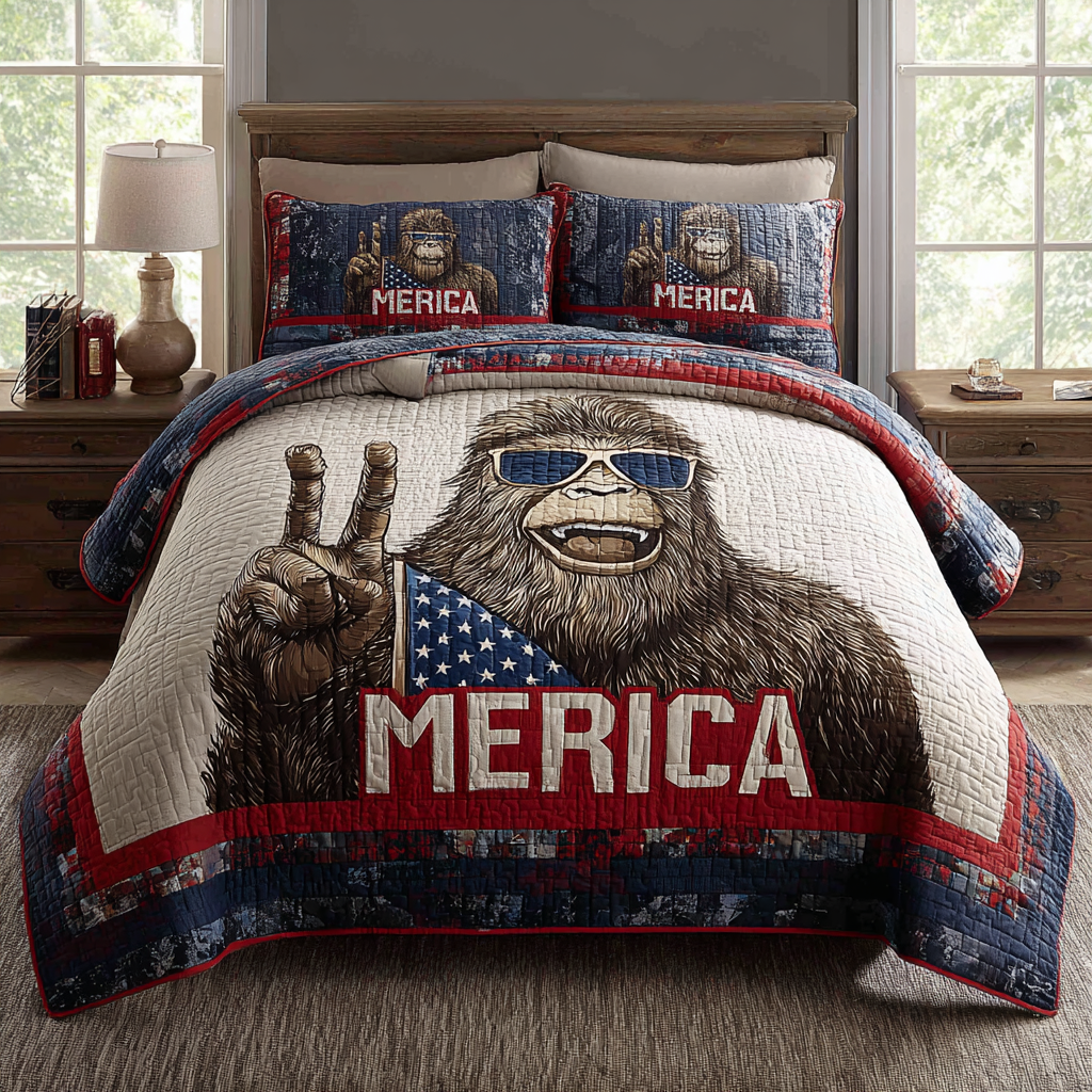 Patriotic Legend – Bigfoot Quilted Bedding Set