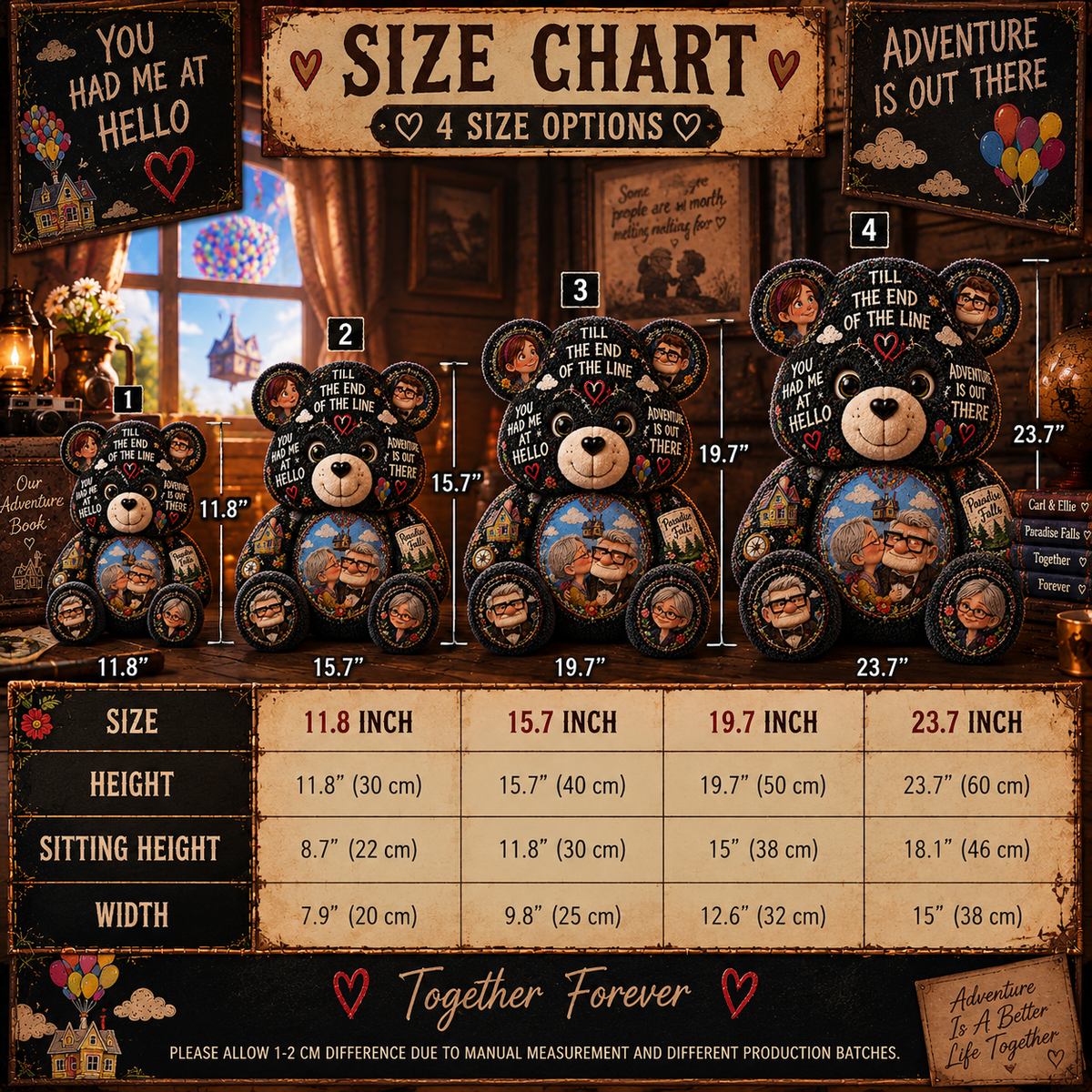 Carl & Ellie Till The End of The Line Adventure Memory Pillow Bear