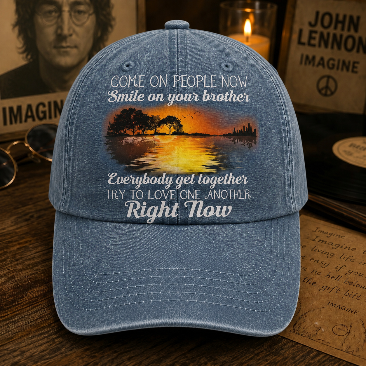 Come On People Now - Guitar Classic Music Denim Cap