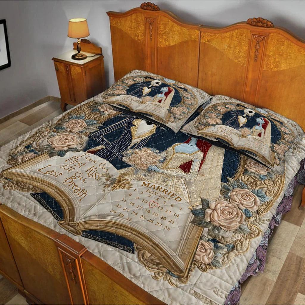 From Our First Kiss Till Our Last Breath - Personalized Nightmare Quilt Bedding Set