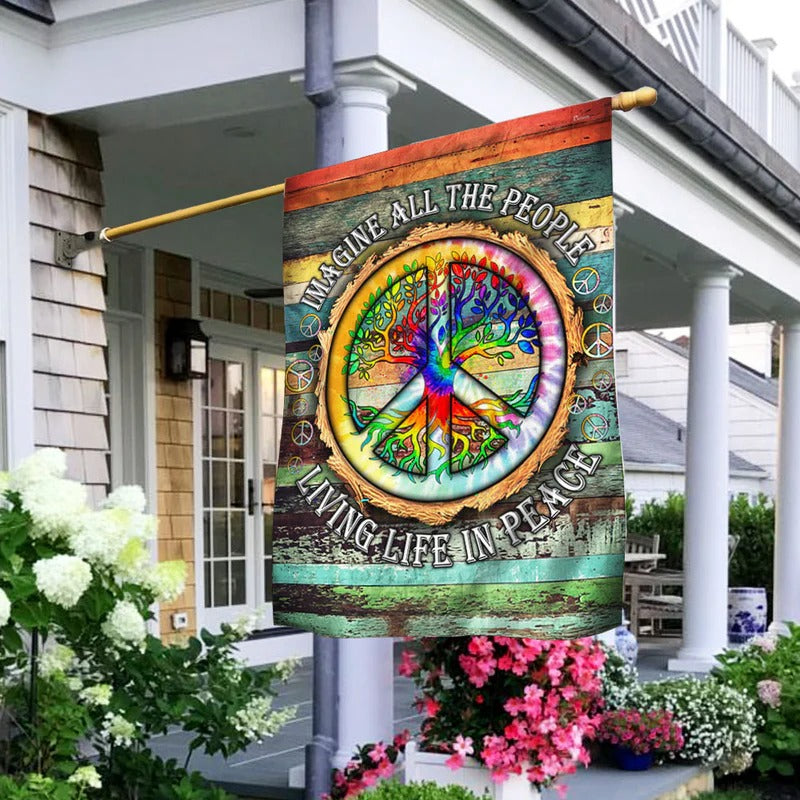 Imagine All The People Living Life In Peace Garden Flag, House Flag