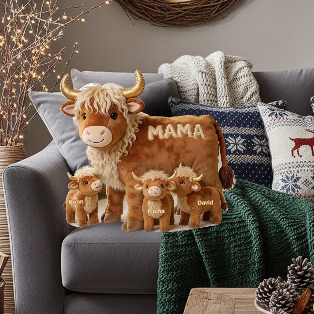 Mama Cow Gift For Mom Grandma - Personalized Grandma Shaped Pillow