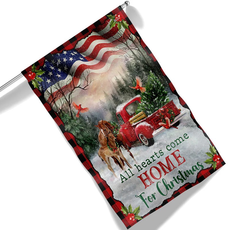 All Hearts Come Home For Christmas Garden Flag, House Flag