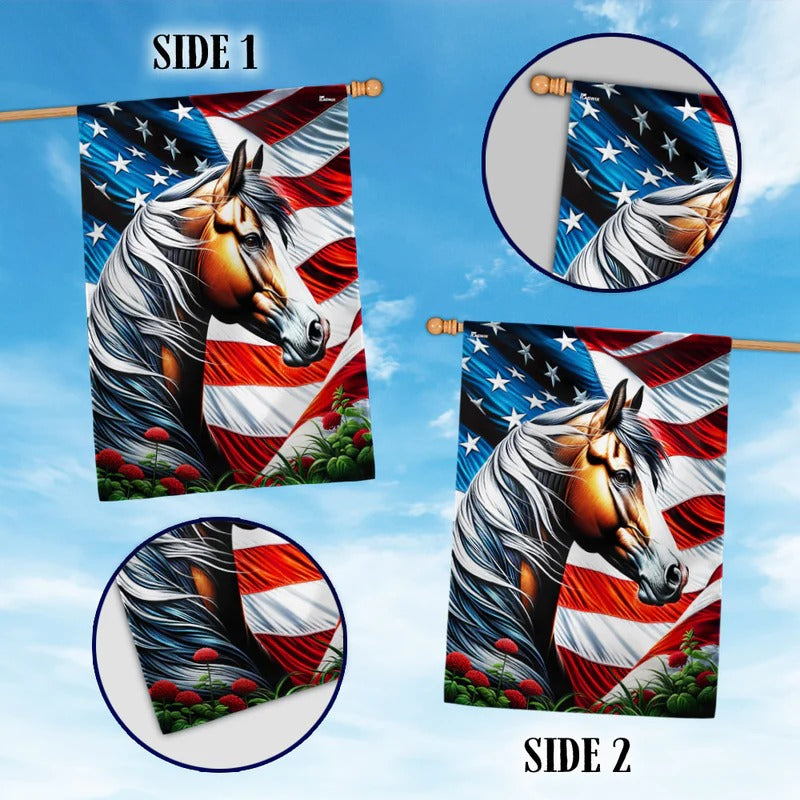 Patriot Horse American Garden Flag, House Flag