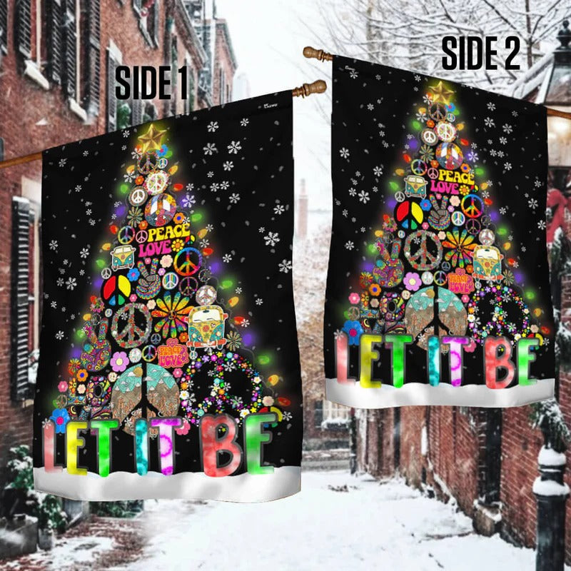 Hippie Christmas Tree Garden Flag, House Flag