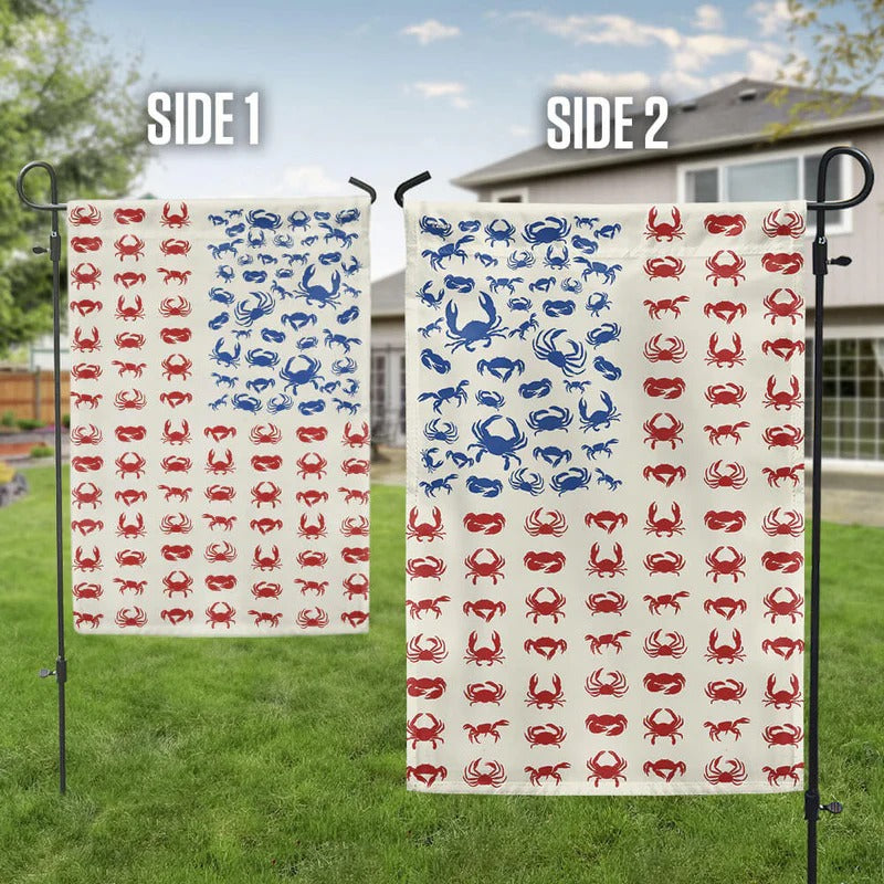 Patriotic Crab 4th Of July Garden Flag, House Flag