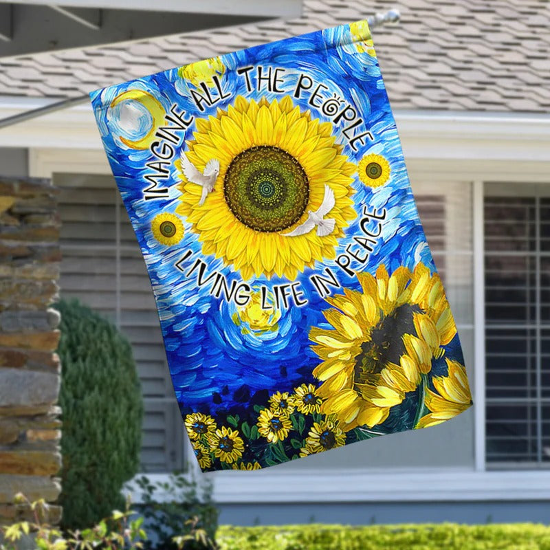Hippie Sunflower Garden Flag, House Flag