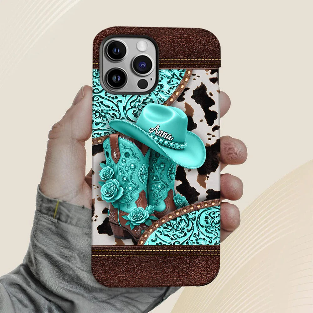 Western Cowgirl Boot - Personalized Cowgirl Full Print Phone Case