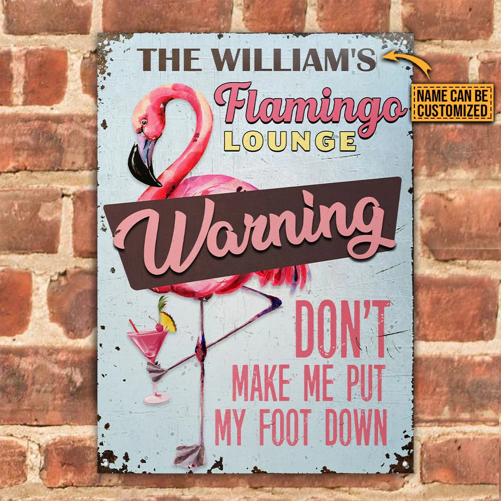 Personalized Flamingo Lounge Foot Down Customized Classic Metal Signs