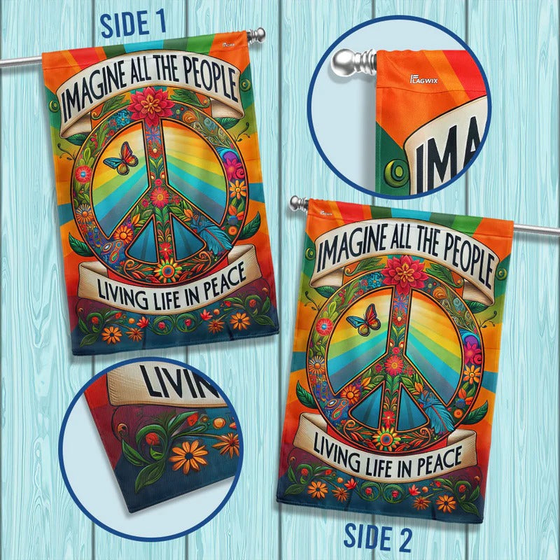 Peace Sign Hippie Garden Flag, House Flag
