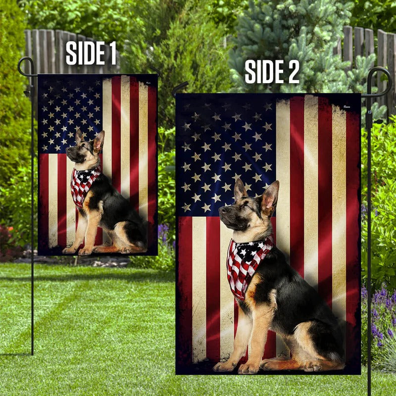 German Shepherd American Garden Flag, House Flag