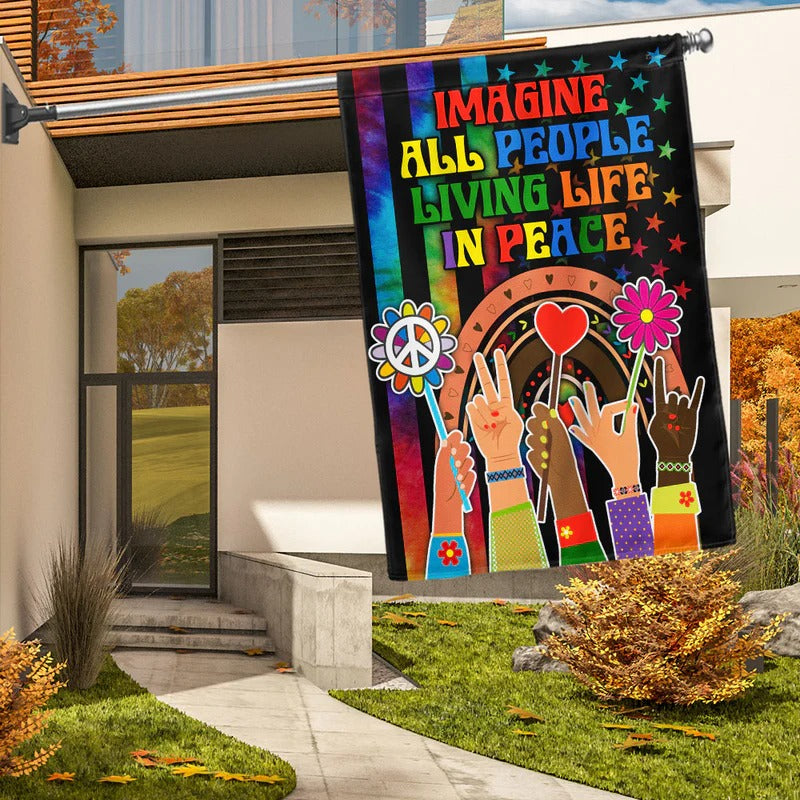 Hippie Peace Rainbow Garden Flag, House Flag