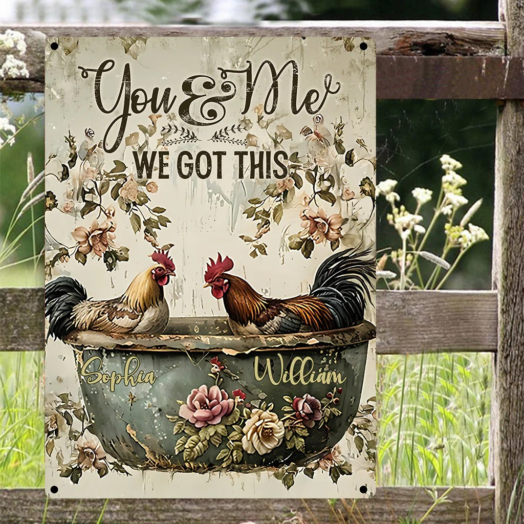 Chicken Couple You And Me - Personalized Metal Sign