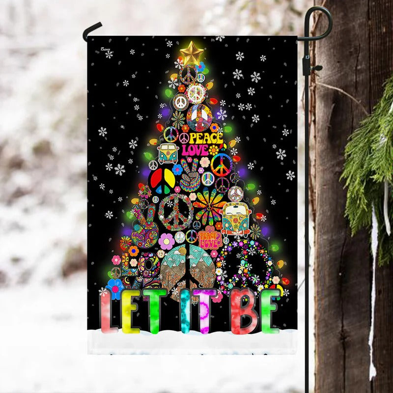 Hippie Christmas Tree Garden Flag, House Flag