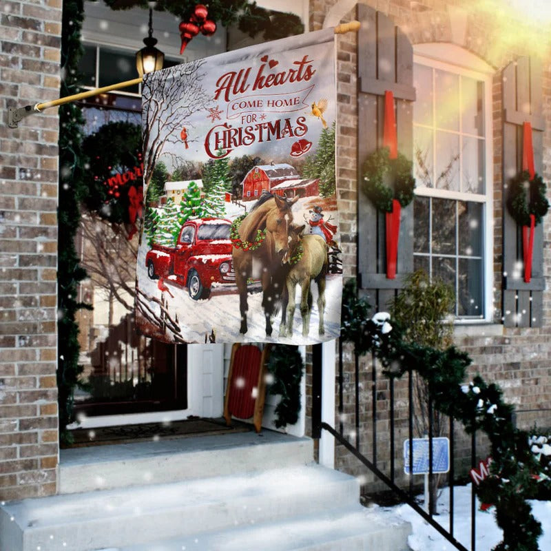 All Hearts Come Home For Christmas - Horse Garden Flag, House Flag