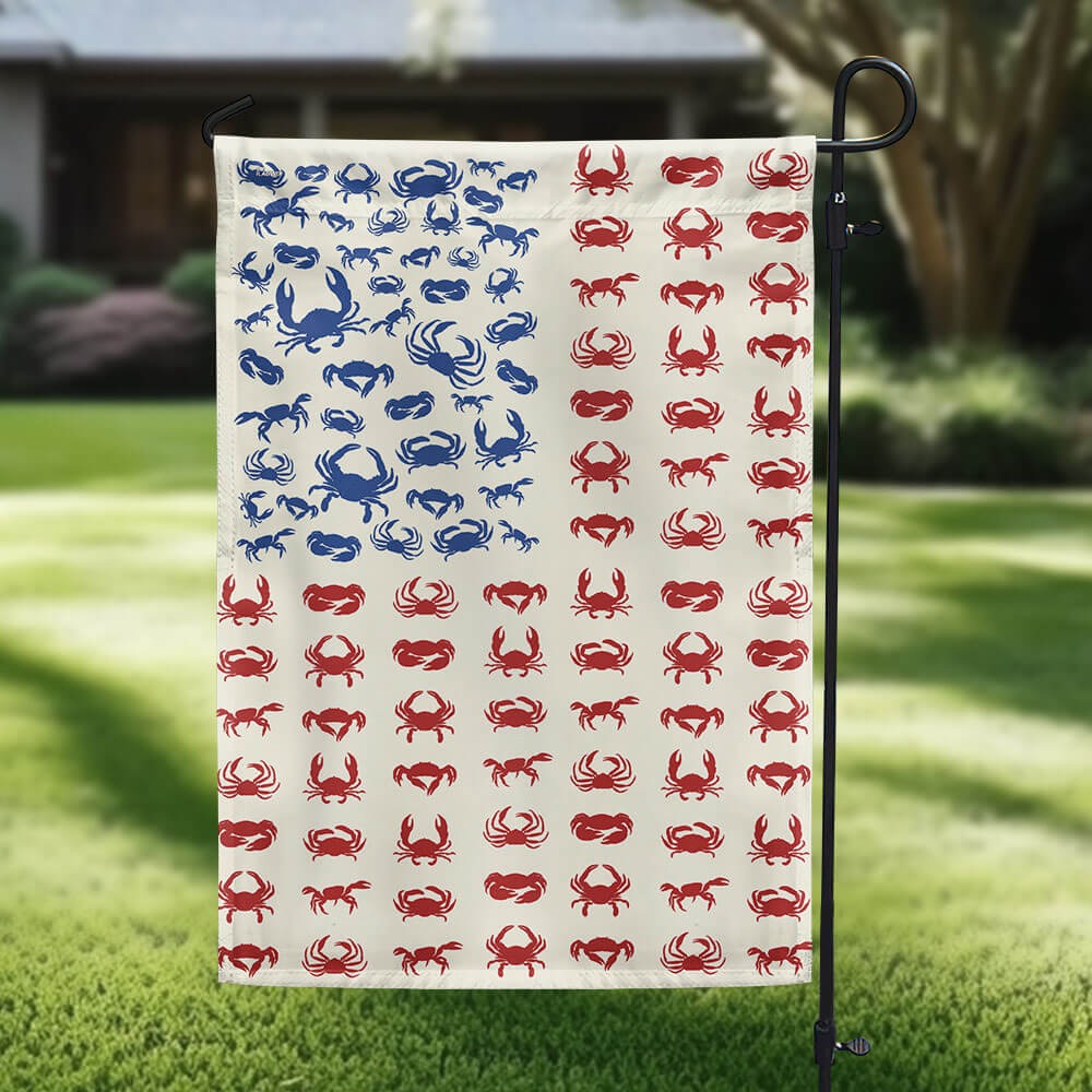 Patriotic Crab 4th Of July Garden Flag, House Flag