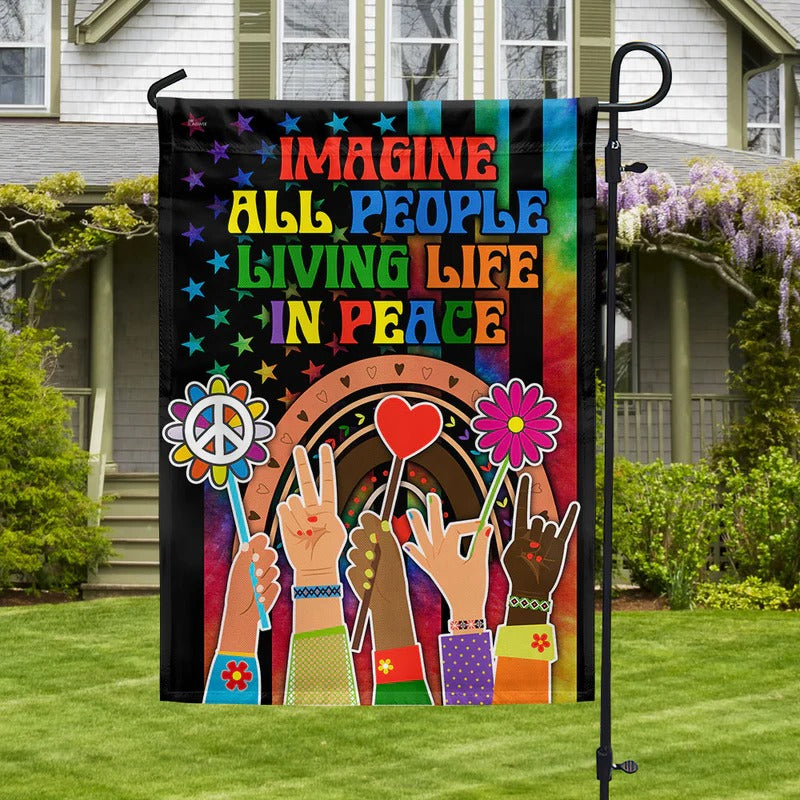 Hippie Peace Rainbow Garden Flag, House Flag