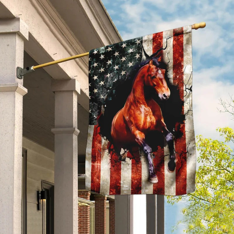 American Flag Horse Garden Flag, House Flag