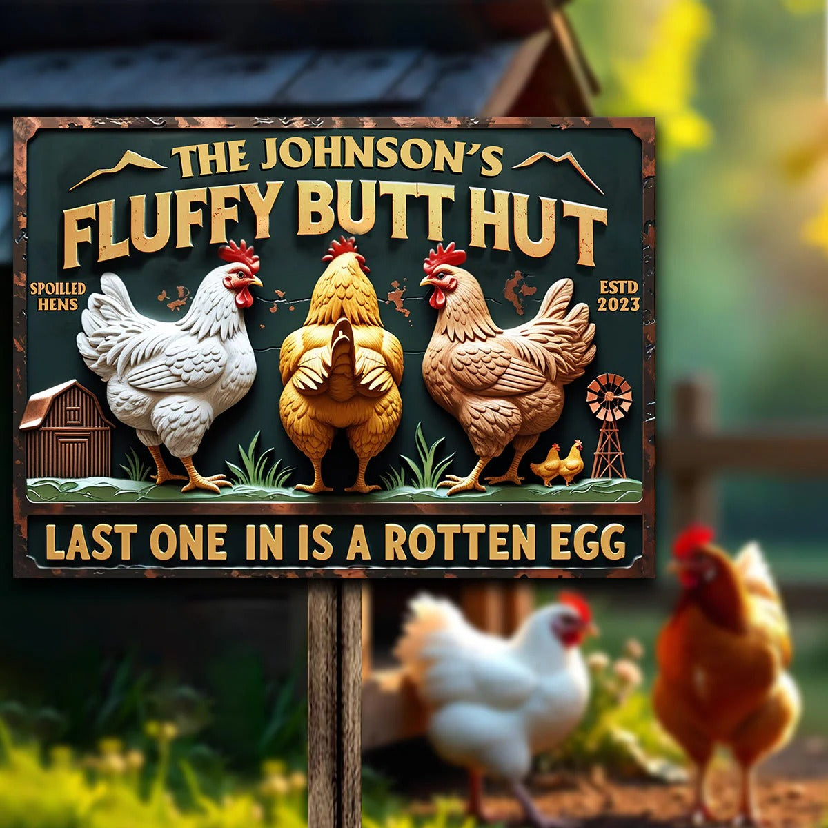 Fluffy Butt Hut - Personalized Metal Sign