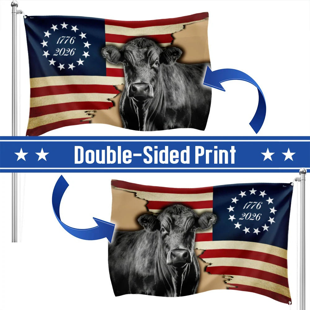 250 Years Black Angus Cattle Proud Farmer Farm Life Grommet Flag