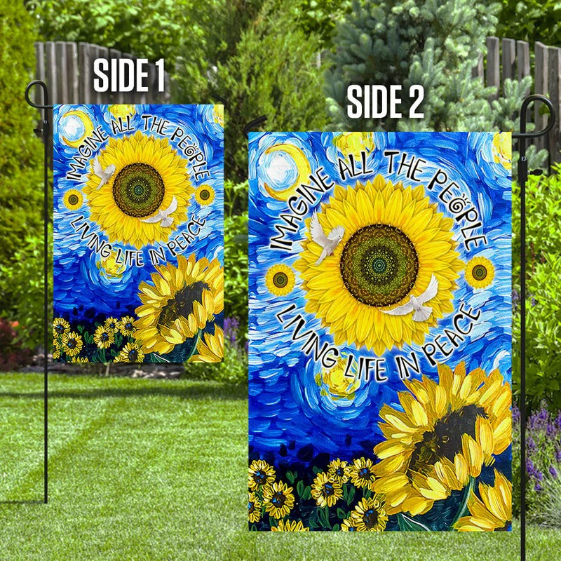 Hippie Sunflower Garden Flag, House Flag